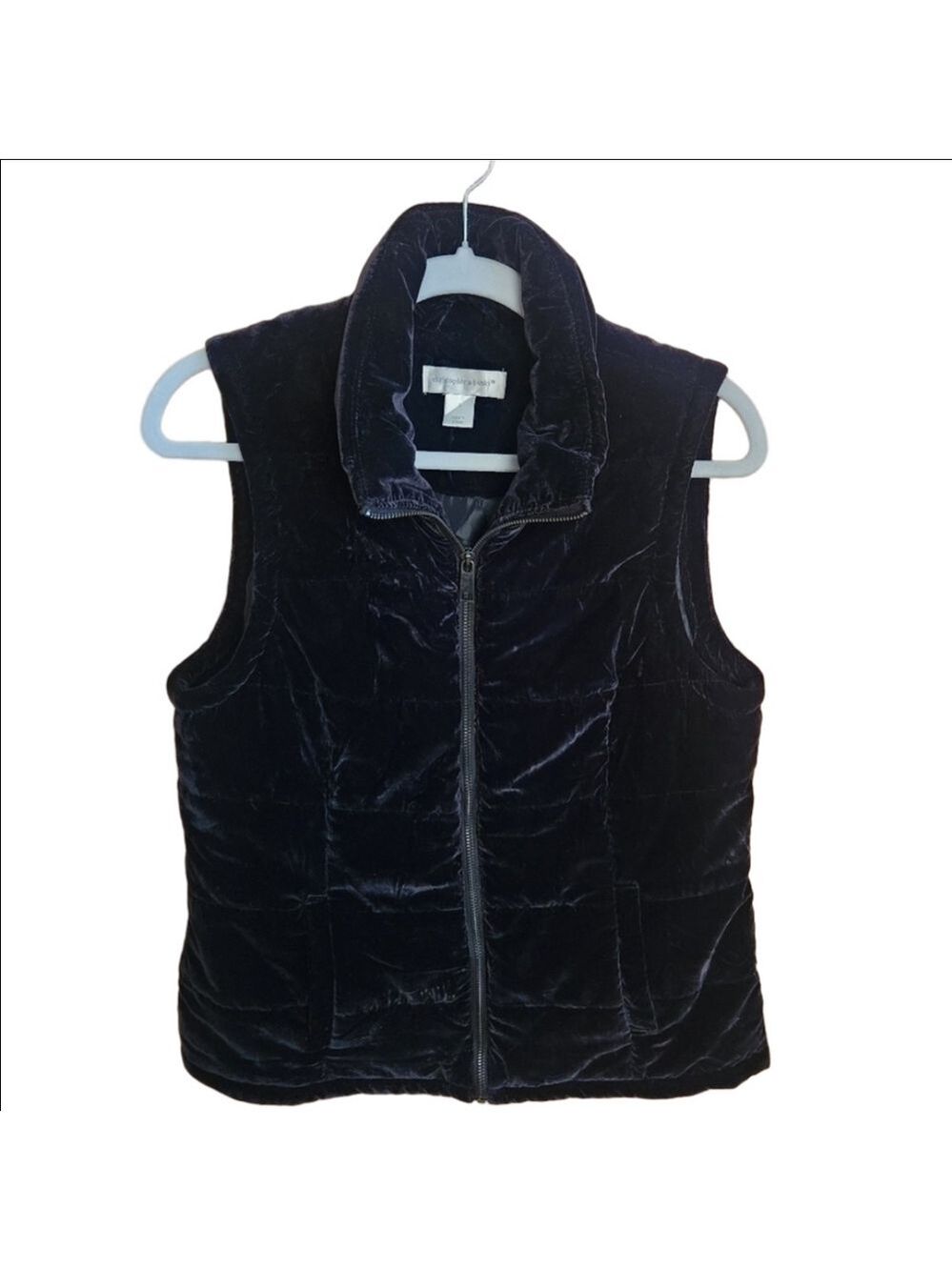 CHRISTOPHER & BANKS VELVET QUILTED BLACK JACKET - LIKE NEW - SIZE SMALL